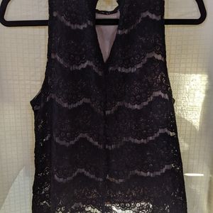 Black layered lace top